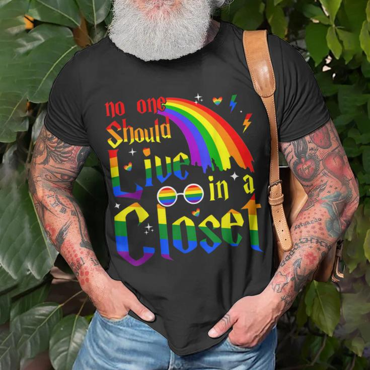 No One Should Live In A Closet Lgbt-Q Gay Pride Proud Ally Unisex T-Shirt Gifts for Old Men