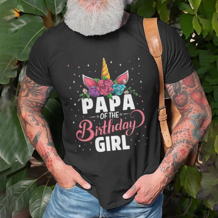 Papa Of The Birthday Girl Unicorn Girls Family Matching Unisex T-Shirt Gifts for Old Men
