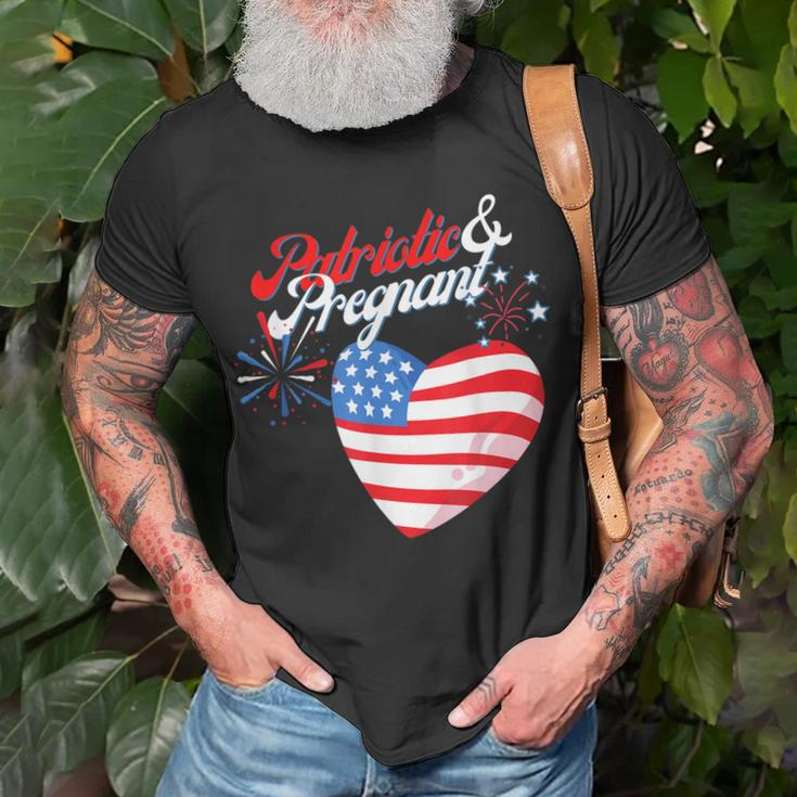 Patriotic And Pregnant 4Th Of July Pregnancy Announcement Unisex T-Shirt Gifts for Old Men