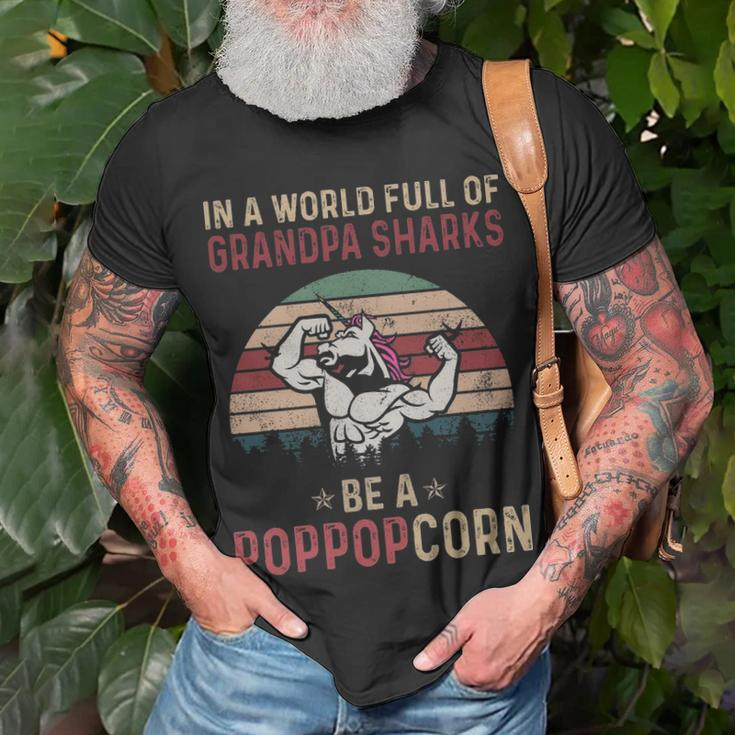 Pop Pop Grandpa In A World Full Of Grandpa Sharks Be A Poppopcorn T-Shirt Gifts for Old Men