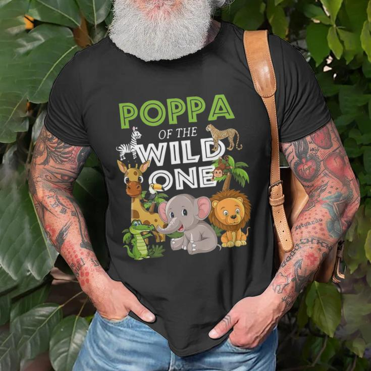 Poppa Of The Wild One Zoo Birthday Safari Jungle Animal Unisex T-Shirt Gifts for Old Men