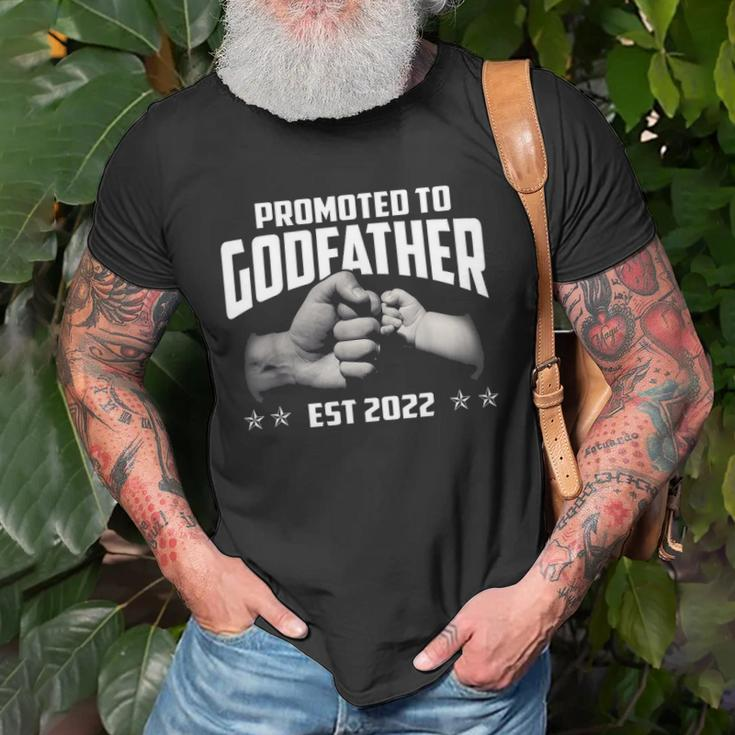 Promoted To Godfather 2022 For First Time Fathers New Dad Unisex T-Shirt Gifts for Old Men