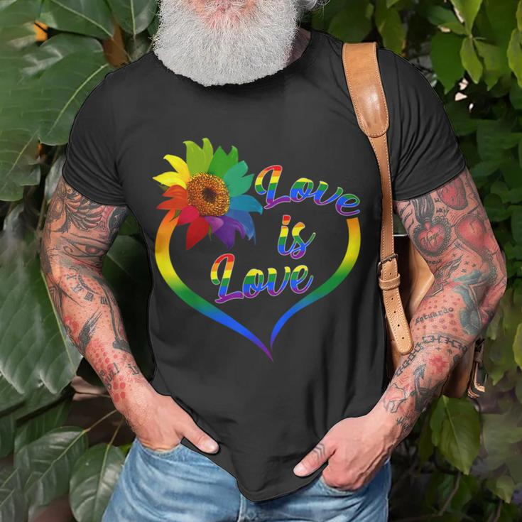 Rainbow Sunflower Love Is Love Lgbt Gay Lesbian Pride V2 Unisex T-Shirt Gifts for Old Men