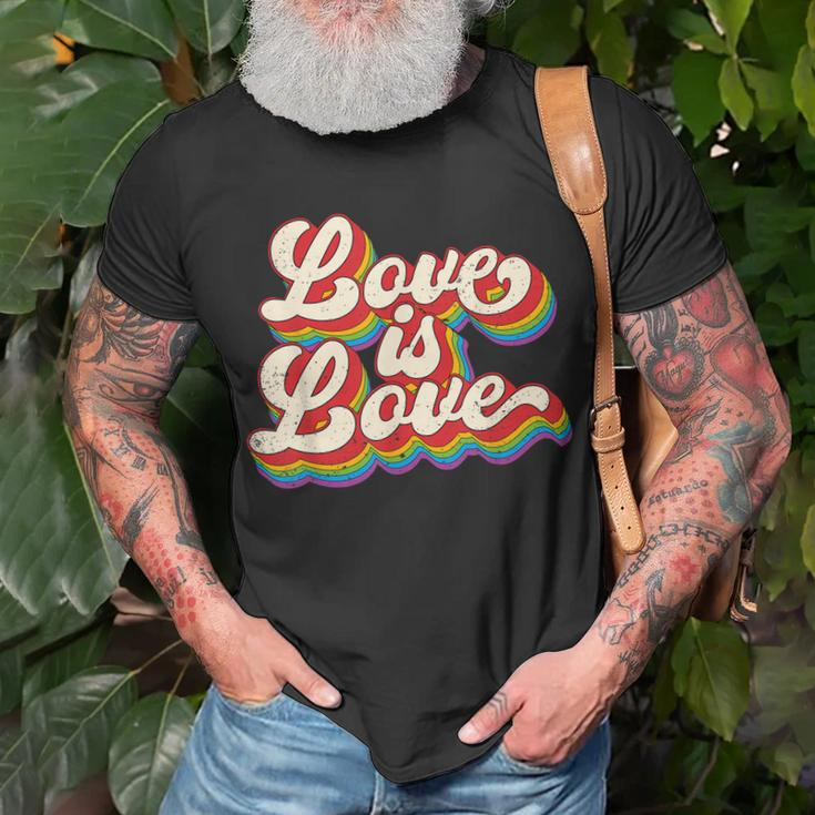 Rainbow Vintage Love Is Love Lgbt Gay Lesbian Pride Unisex T-Shirt Gifts for Old Men
