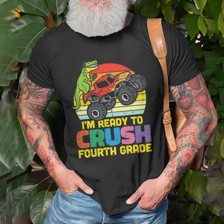 Ready To Crush 4Th Grade Dino Monster Truck Back School Boys Unisex T-Shirt Gifts for Old Men