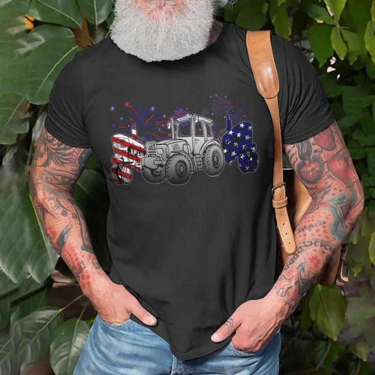 Red White Blue Tractor Usa Flag 4Th Of July Patriot Farmer Unisex T-Shirt Gifts for Old Men