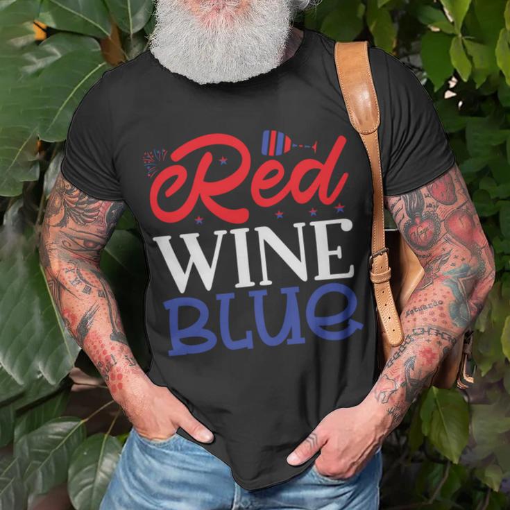 Red Wine Blue 4Th Of July Wine Red White Blue Wine Glasses V2 Unisex T-Shirt Gifts for Old Men