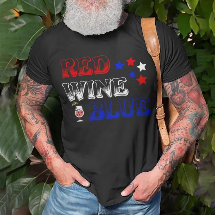 Red Wine Blue 4Th Of July Wine Red White Blue Wine Glasses V3 Unisex T-Shirt Gifts for Old Men