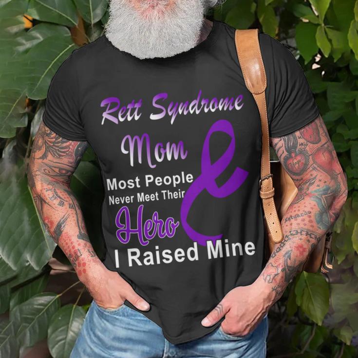 Rett Syndrome Mom Most People Never Meet Their Hero I Raised Mine Purple Ribbon Rett Syndrome Rett Syndrome Awareness Unisex T-Shirt Gifts for Old Men