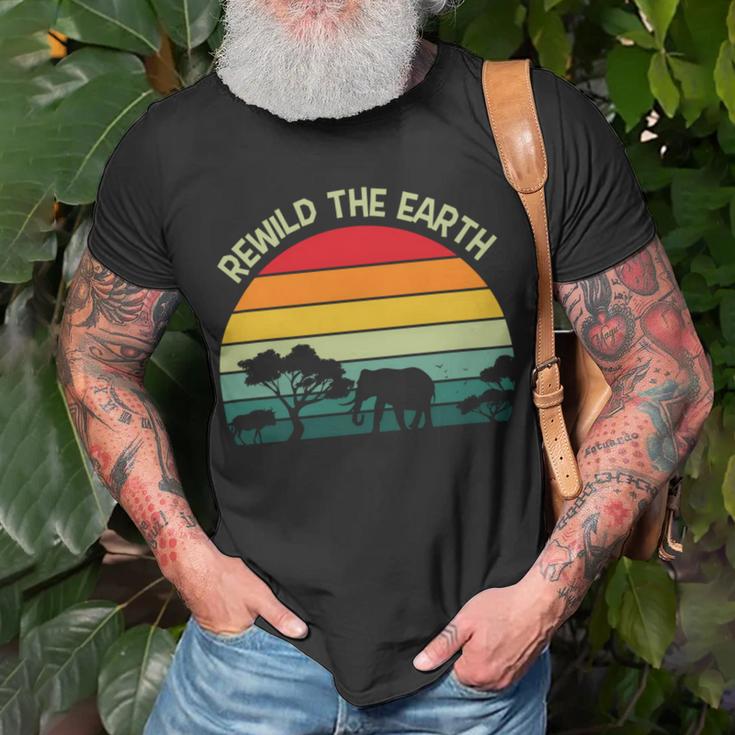 Rewild The Earth Animal Forest Earth Day Unisex T-Shirt Gifts for Old Men