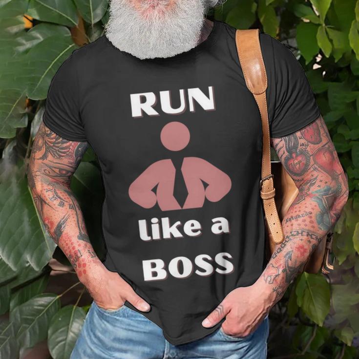 Run Like A Boss Funny Quote Unisex T-Shirt Gifts for Old Men