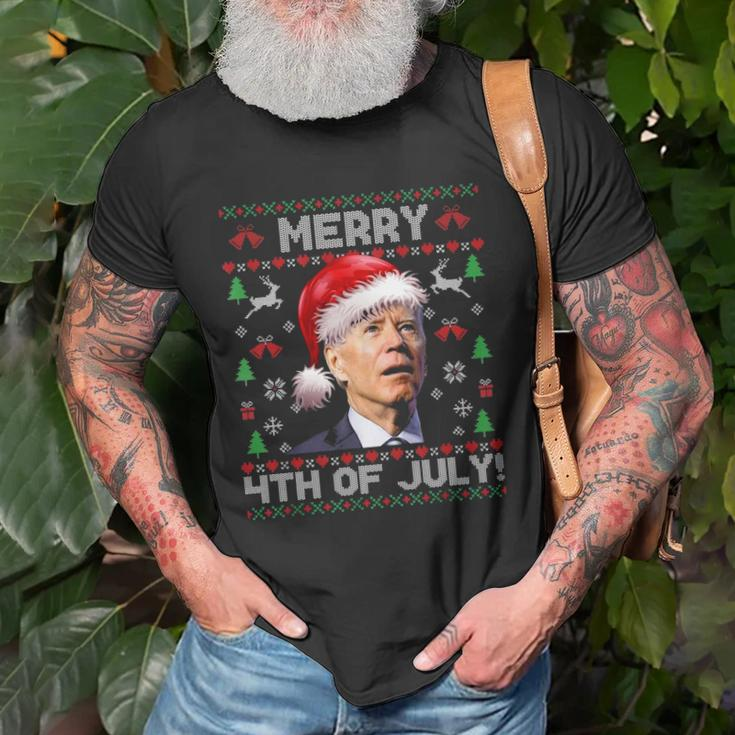 Santa Joe Biden Merry 4Th Of July Ugly Christmas Unisex T-Shirt Gifts for Old Men