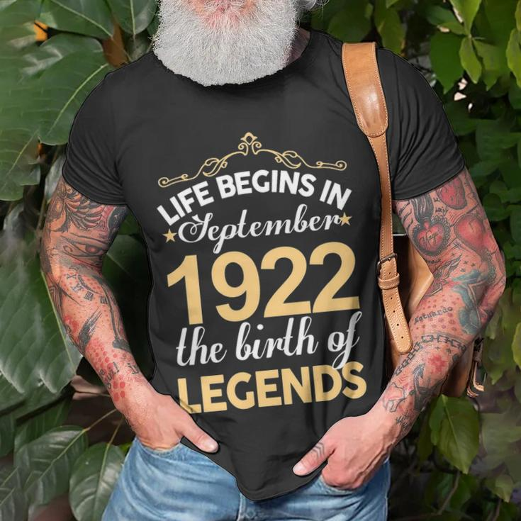 September 1922 Birthday Life Begins In September 1922 V2 T-Shirt Gifts for Old Men