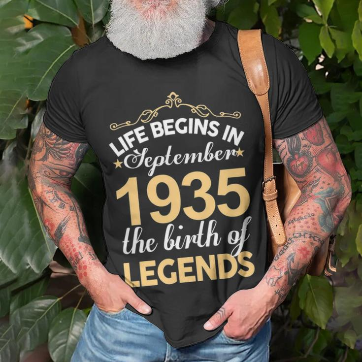 September 1935 Birthday Life Begins In September 1935 V2 T-Shirt Gifts for Old Men