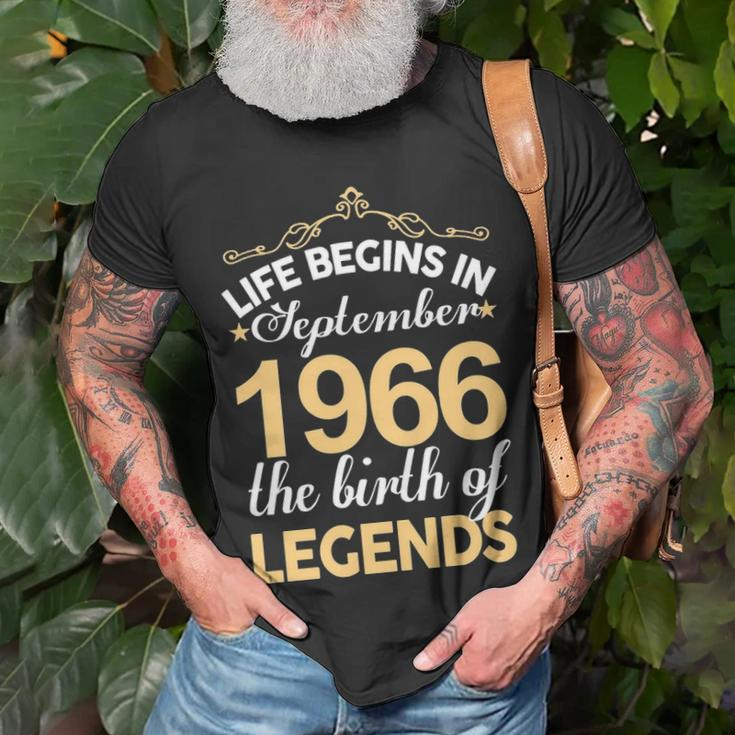 September 1966 Birthday Life Begins In September 1966 V2 T-Shirt Gifts for Old Men