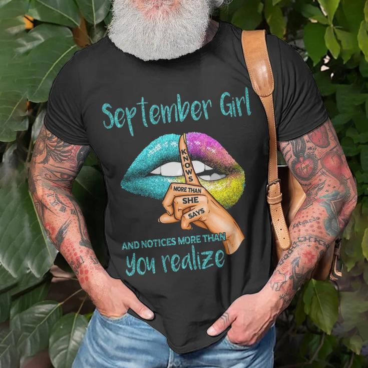 September Girl September Girl Knows More Than She Says T-Shirt Gifts for Old Men
