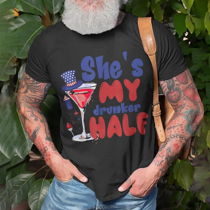 She My Drunker Half 4Th Of July Couples Drinking Unisex T-Shirt Gifts for Old Men
