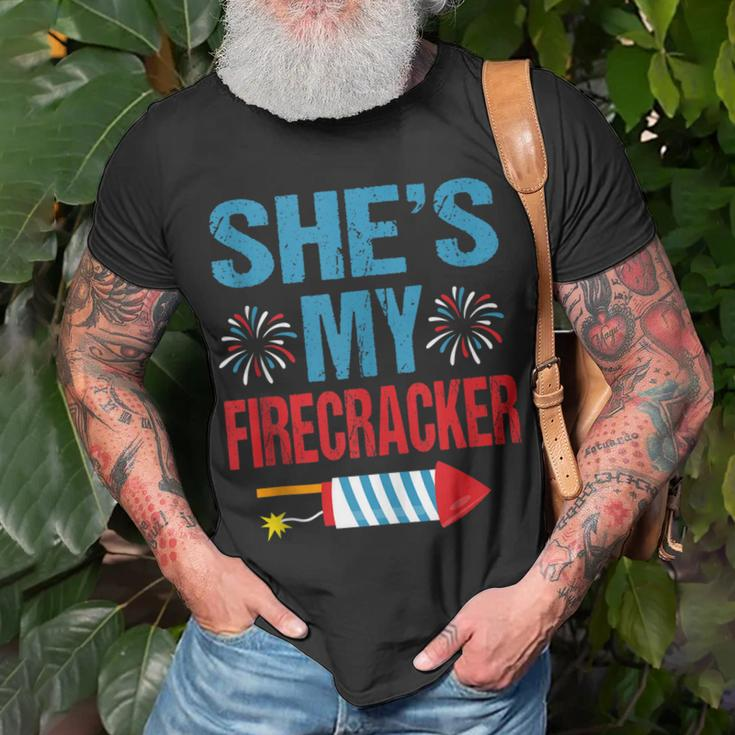 Shes My Firecracker His And Hers 4Th July Couples Unisex T-Shirt Gifts for Old Men