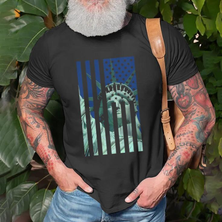 Statue Liberty American Flag Proud American T-shirt Gifts for Old Men
