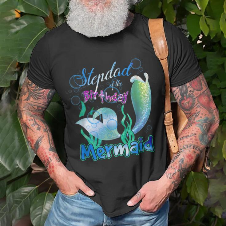 Stepdad Of The Birthday Mermaid Matching Family Unisex T-Shirt Gifts for Old Men