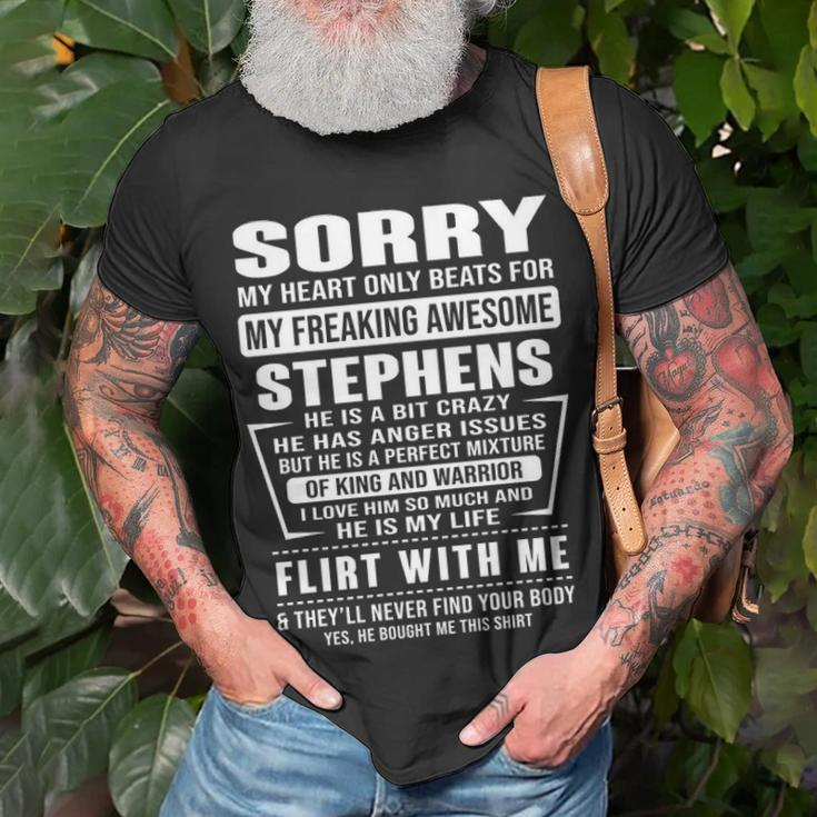Stephens Name Sorry My Heart Only Beats For Stephens T-Shirt Gifts for Old Men