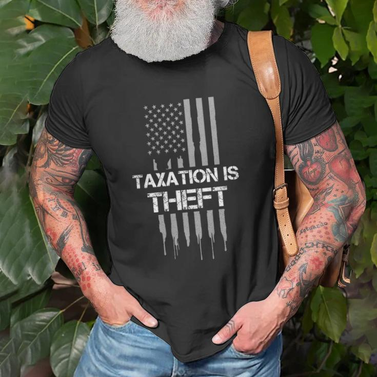 Taxation Is Theft American Flag 4Th Of July Gift Unisex T-Shirt Gifts for Old Men