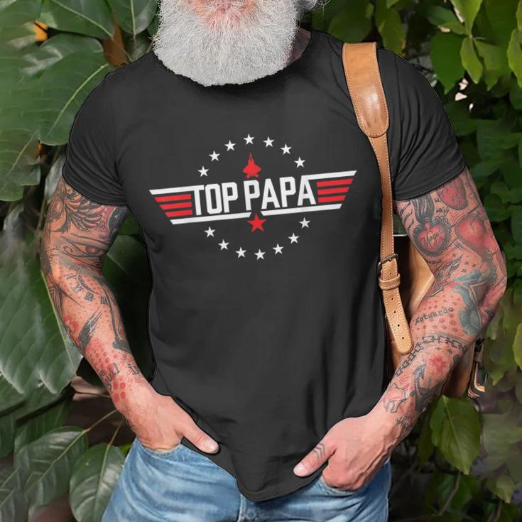 Top Papa Birthday Gun Jet Fathers Day Funny 80S Father Air Unisex T-Shirt Gifts for Old Men
