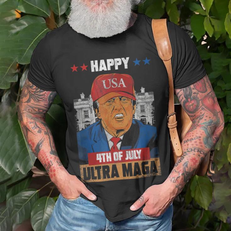 Ultra Maga Trump Happy 4Th Of July American Flag Unisex T-Shirt Gifts for Old Men