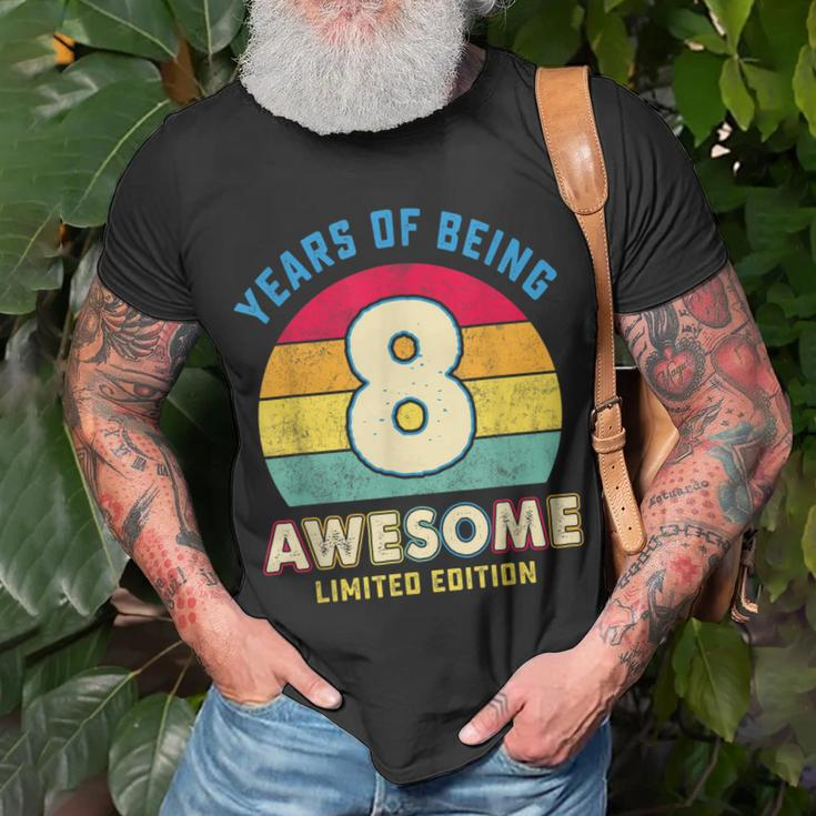 Vintage 8 Years Of Being Awesome Retro 8Th Birthday Boy Girl Unisex T-Shirt Gifts for Old Men