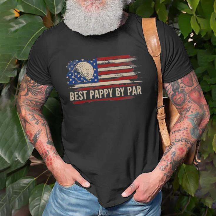 Vintage Best Pappy By Par American Flag Golf Golfer Gift Unisex T-Shirt Gifts for Old Men
