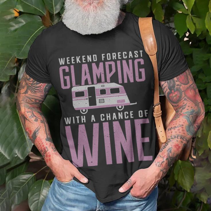 Weekend Forecast Camping With A Chance 18 Shirt Unisex T-Shirt Gifts for Old Men