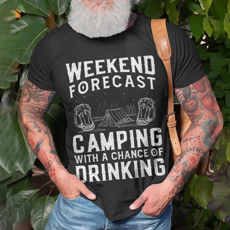 Weekend Forecast Camping With A Chance 22 Shirt Unisex T-Shirt Gifts for Old Men