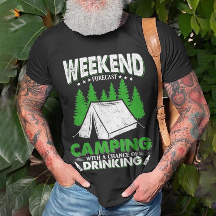 Weekend Forecast Camping With A Chance Of Drinking Funny Unisex T-Shirt Gifts for Old Men