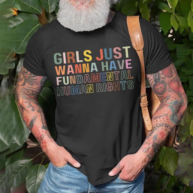 Womens Girls Just Wanna Have Fundamental Rights Feminism Womens Unisex T-Shirt Gifts for Old Men