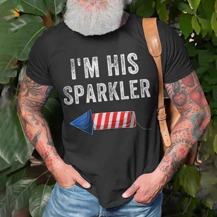 Womens Im His Sparkler His And Her 4Th Of July Matching Couples Unisex T-Shirt Gifts for Old Men