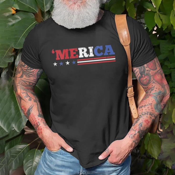 Womens Merica 4Th Of July Independence Day Patriotic American V-Neck Unisex T-Shirt Gifts for Old Men