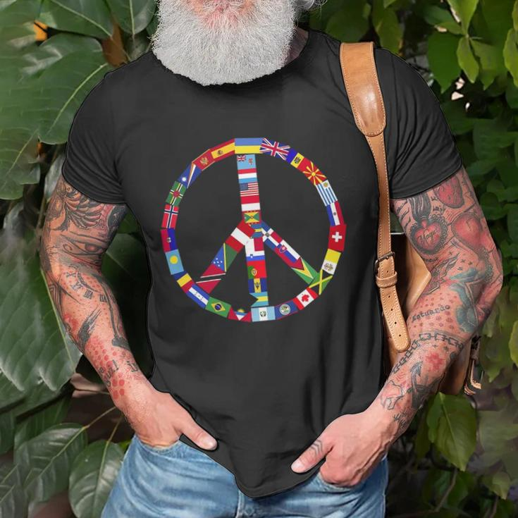 World Country Flags Unity Peace Unisex T-Shirt Gifts for Old Men
