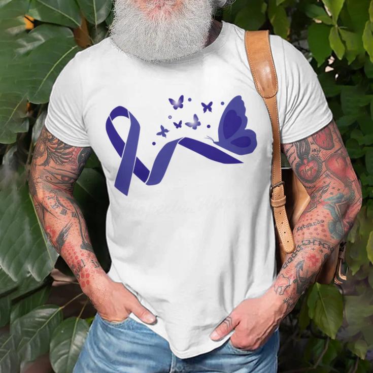 Alopecia Warrior Butterfly Blue Ribbon Alopecia Support Alopecia Awareness Unisex T-Shirt Gifts for Old Men