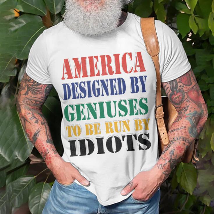 America Designed By Geniuses To Be Run By Idiots Impeach 46 Joe Biden Essential Tshirt Unisex T-Shirt Gifts for Old Men