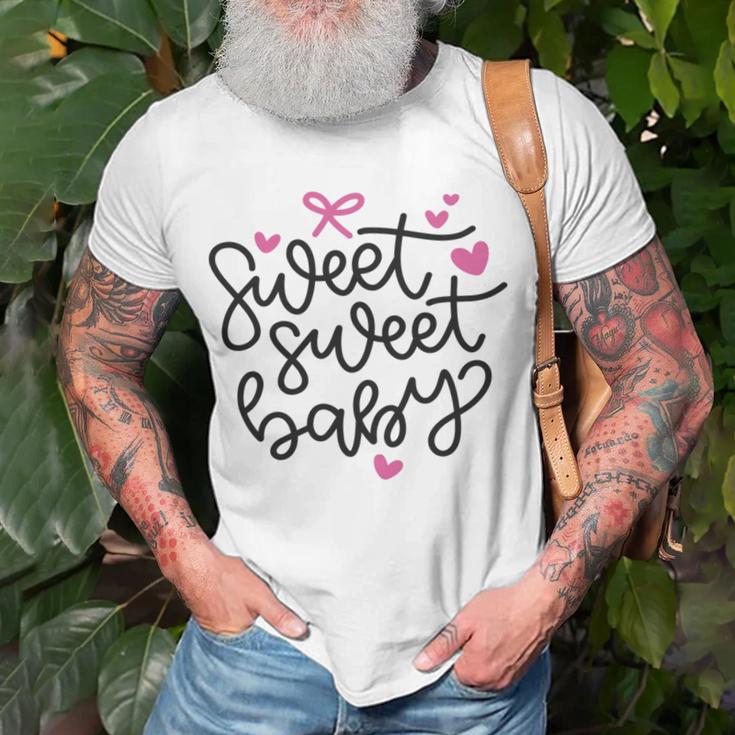 Baby Shower Text Pink Heart Ribbon Design Sweet Sweet Baby Unisex T-Shirt Gifts for Old Men