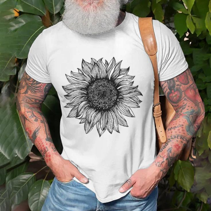 Be Kind Sunflower Minimalistic Flower Plant Artwork Unisex T-Shirt Gifts for Old Men