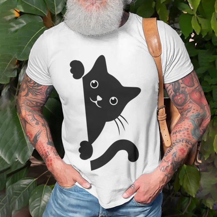 Black Cat Peeking Unisex T-Shirt Gifts for Old Men