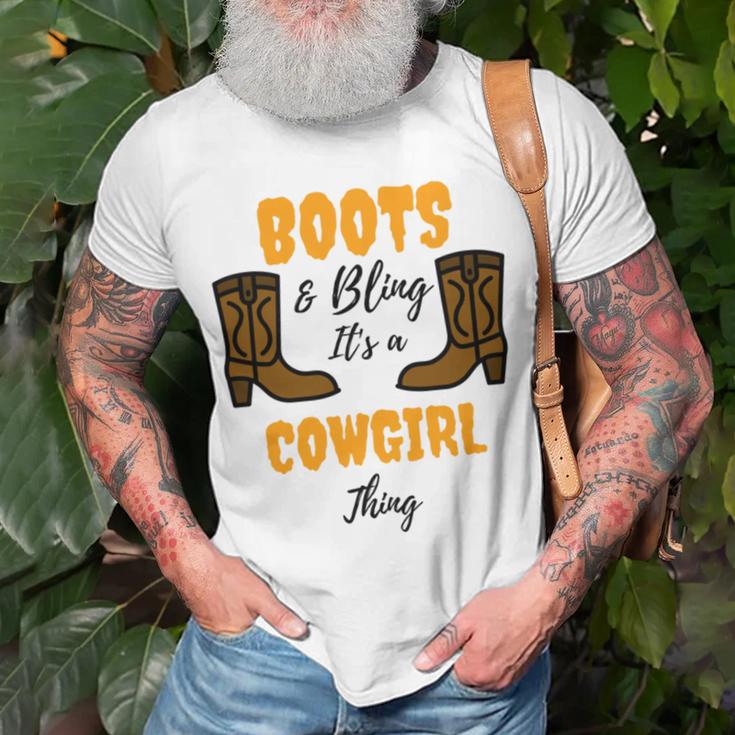 Boots Bling Its A Cowgirl Thing Unisex T-Shirt Gifts for Old Men