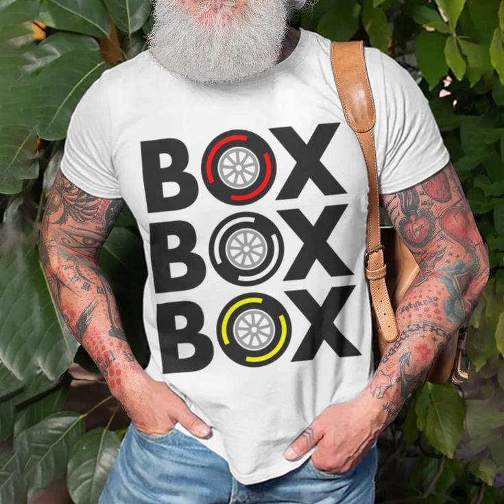 Box Box Box F1 Tyre Compound Design V2 Unisex T-Shirt Gifts for Old Men