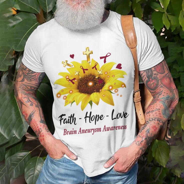 Brain Aneurysm Awareness Faith Hope Love Unisex T-Shirt Gifts for Old Men