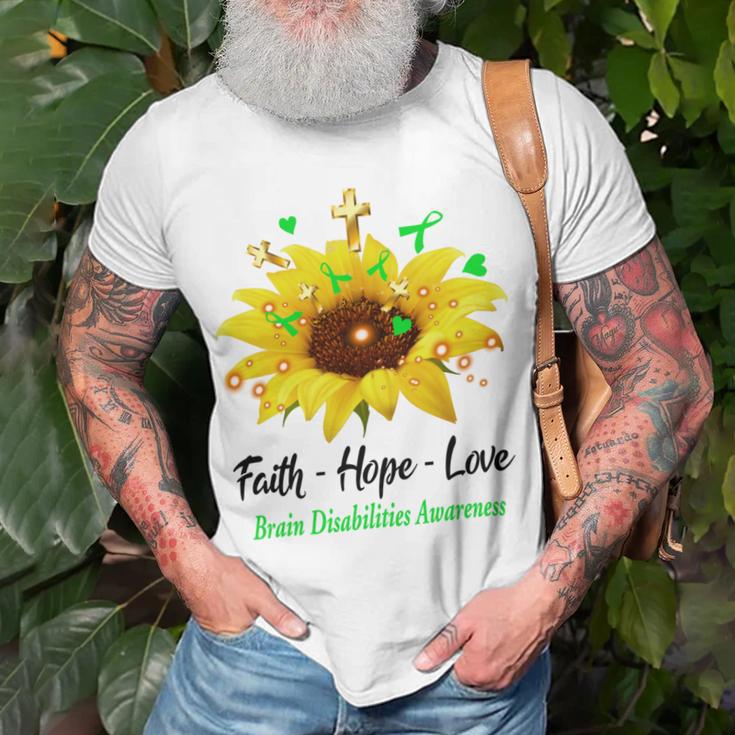 Brain Disabilities Awareness Faith Hope Love Unisex T-Shirt Gifts for Old Men