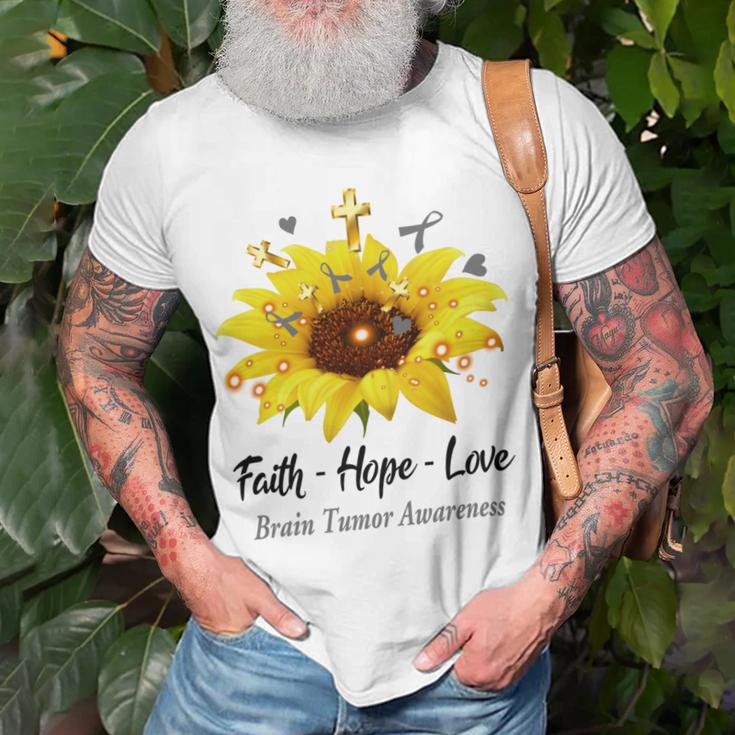 Brain Tumor Awareness Faith Hope Love Unisex T-Shirt Gifts for Old Men