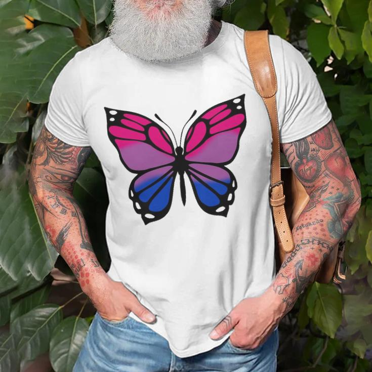 Butterfly With Colors Of The Bisexual Pride Flag Unisex T-Shirt Gifts for Old Men