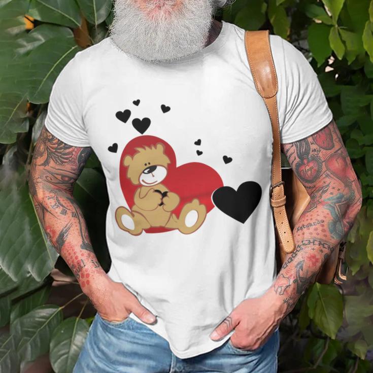 Cartoon Animal Happy Loving Teddy Bear Unisex T-Shirt Gifts for Old Men