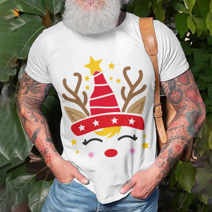 Christmas Unicorn Face Santicorn Cute V2 Unisex T-Shirt Gifts for Old Men